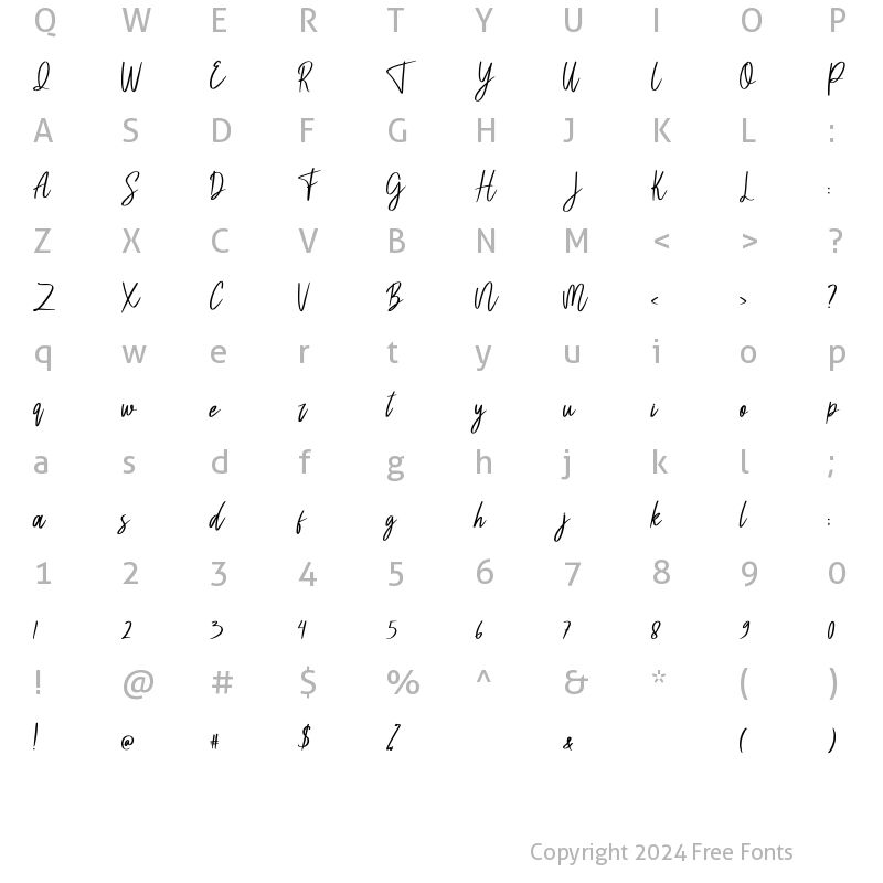 Character Map of Ballysta Regular