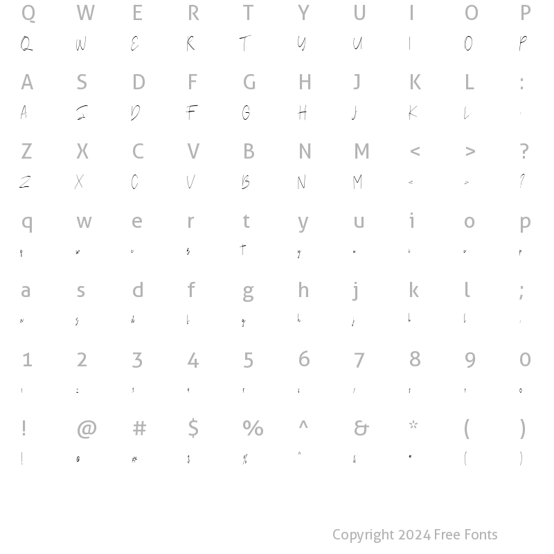 Character Map of Balmersmith alt Regular