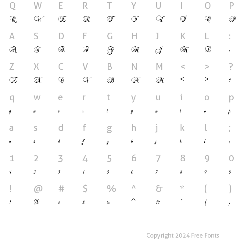 Character Map of Balmoral D Regular