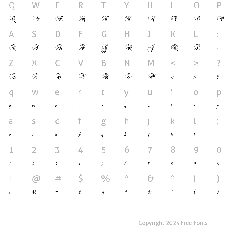 Character Map of Balmoral ICG Regular