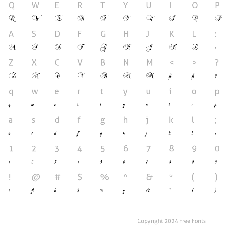 Character Map of Balmoral Plain Regular