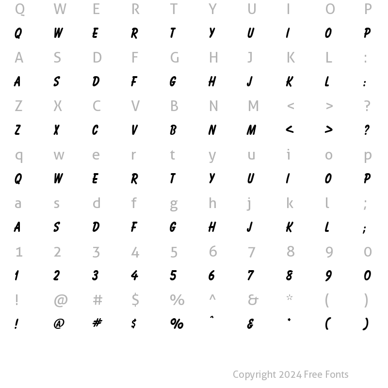 Character Map of Balogna Regular