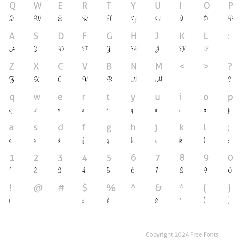 Character Map of Balsam Regular