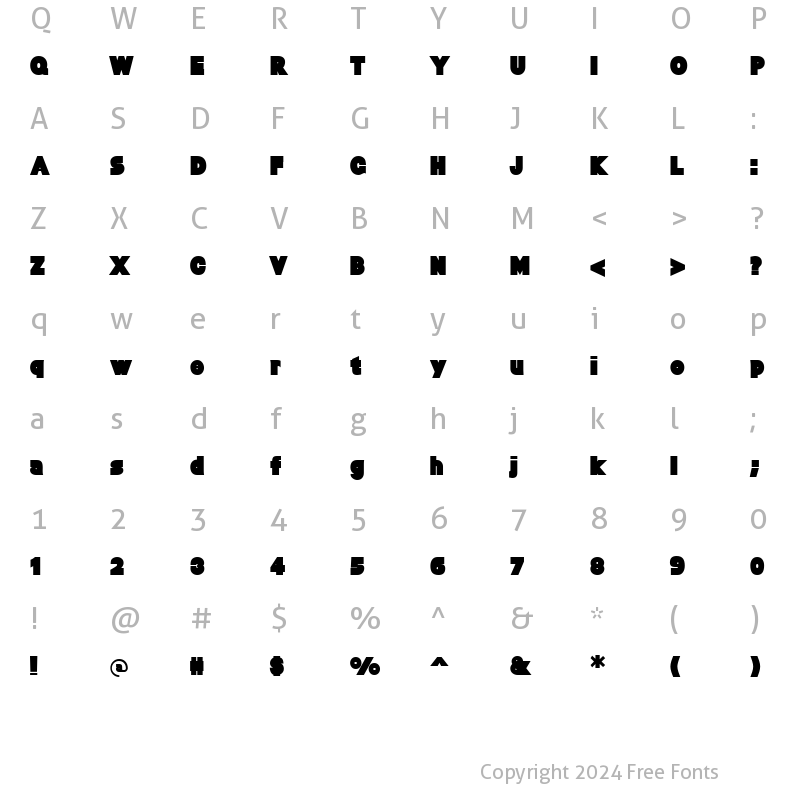 Character Map of Baltar Regular