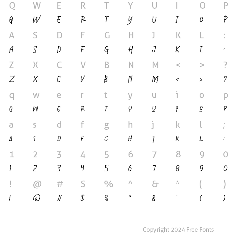 Character Map of BALTAZAR Regular