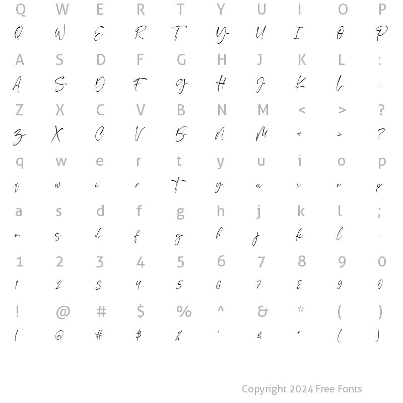 Character Map of Baltigo Regular