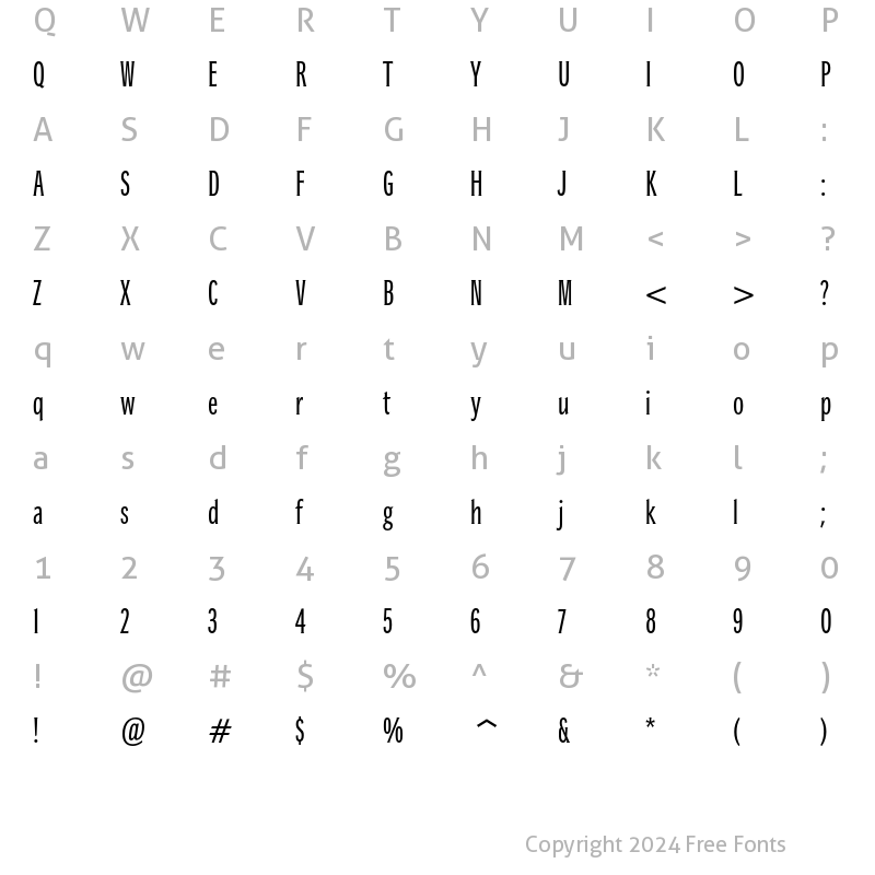 Character Map of Baltra Regular