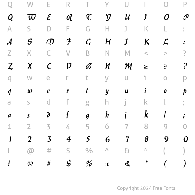 Character Map of Balzac DB Medium