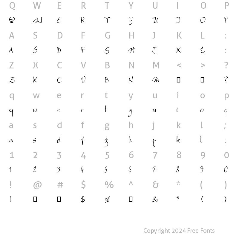 Character Map of Bambino Regular