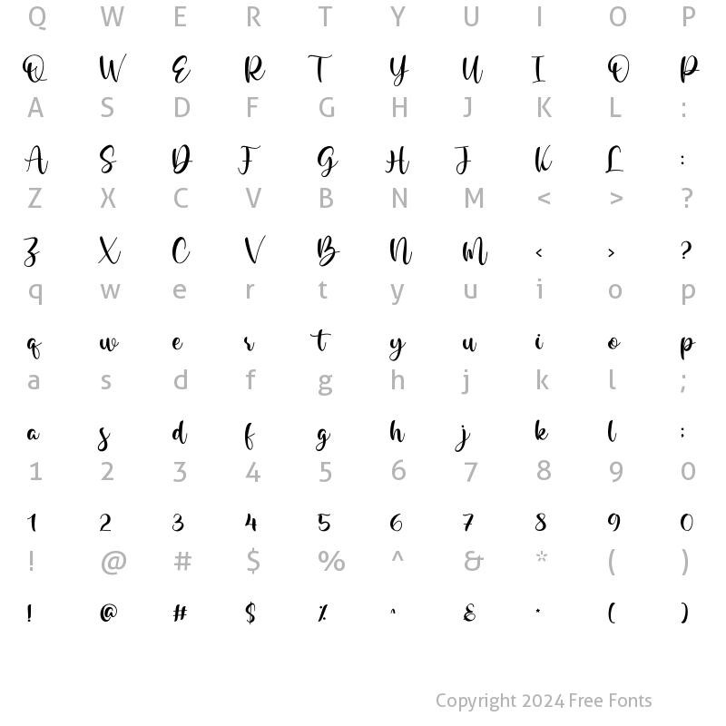 Character Map of Bamble Hearts Regular