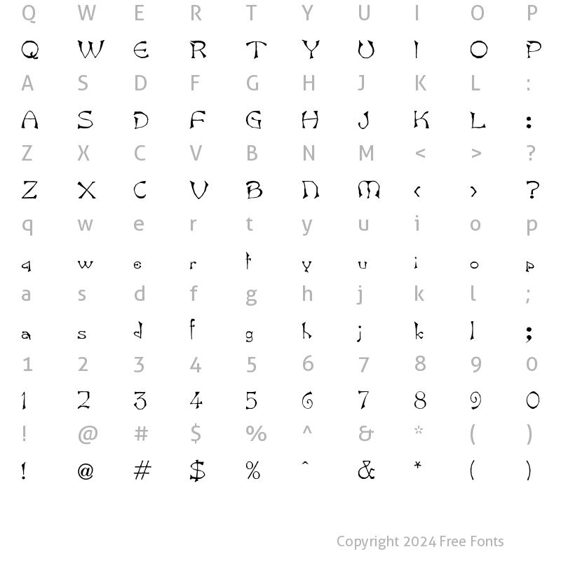 Character Map of Bamboo Font Regular