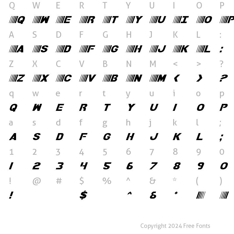 Character Map of Bamf Italic Italic