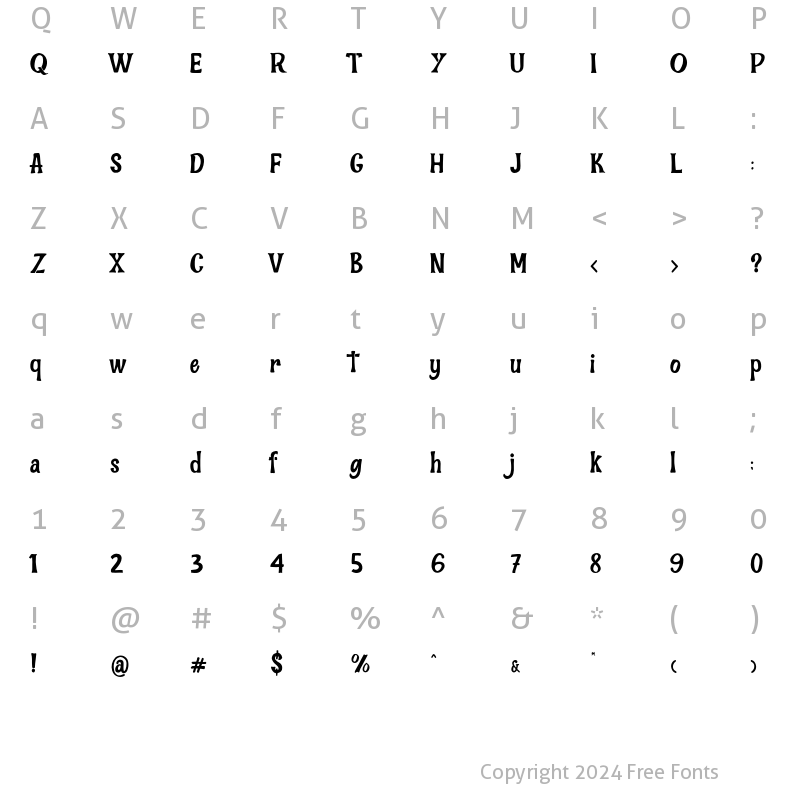 Character Map of Bana Chips Regular