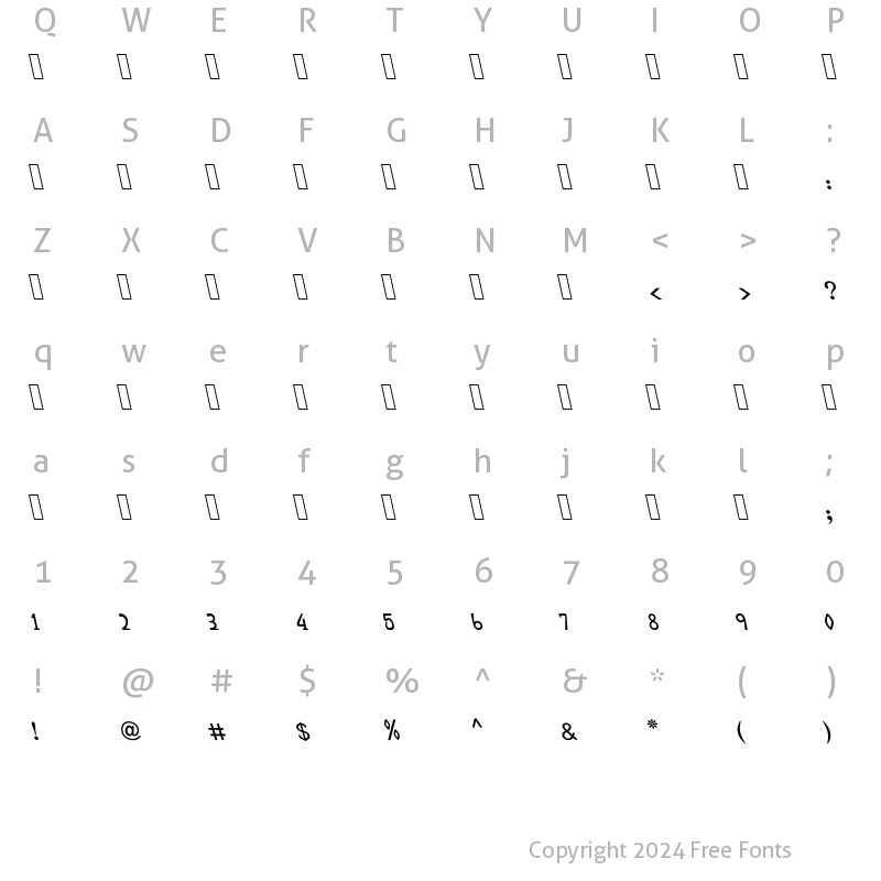 Character Map of Banan Italic