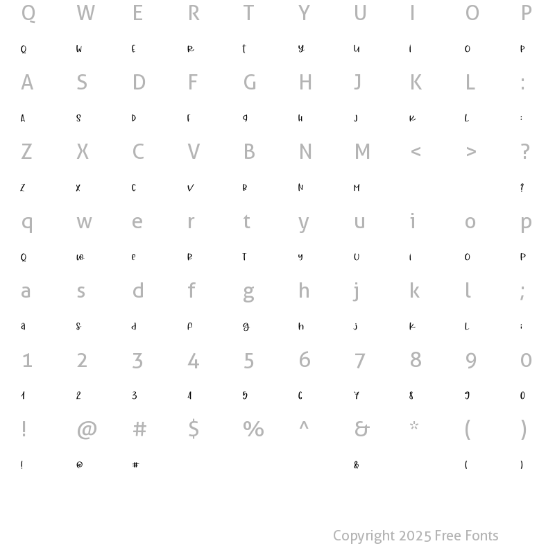 Character Map of BananaPancakes Regular