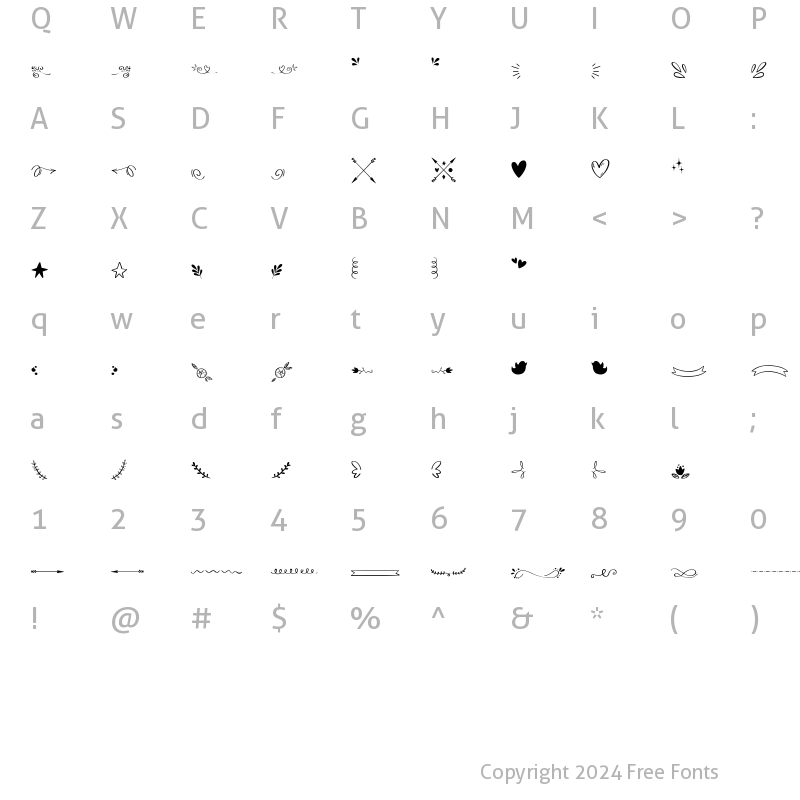 Character Map of Bananito Symbols