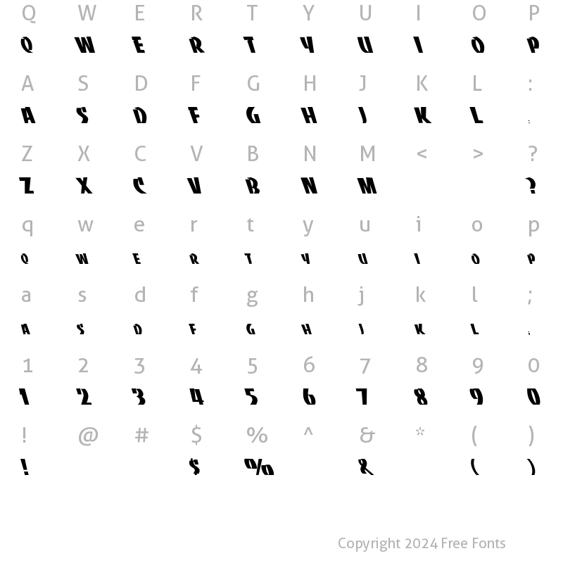 Character Map of Banco Extreme Lefty Regular