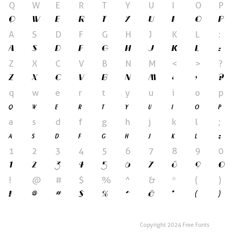 Character Map of Banco Italic