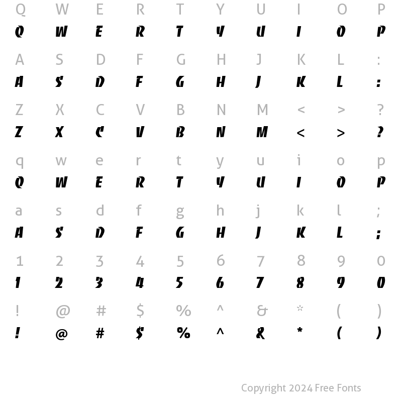 Character Map of Banco Std Roman