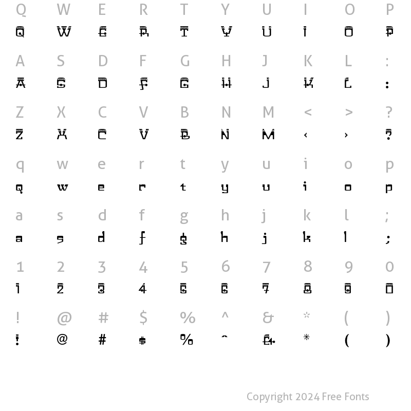 Character Map of Bandalero LT Std Regular