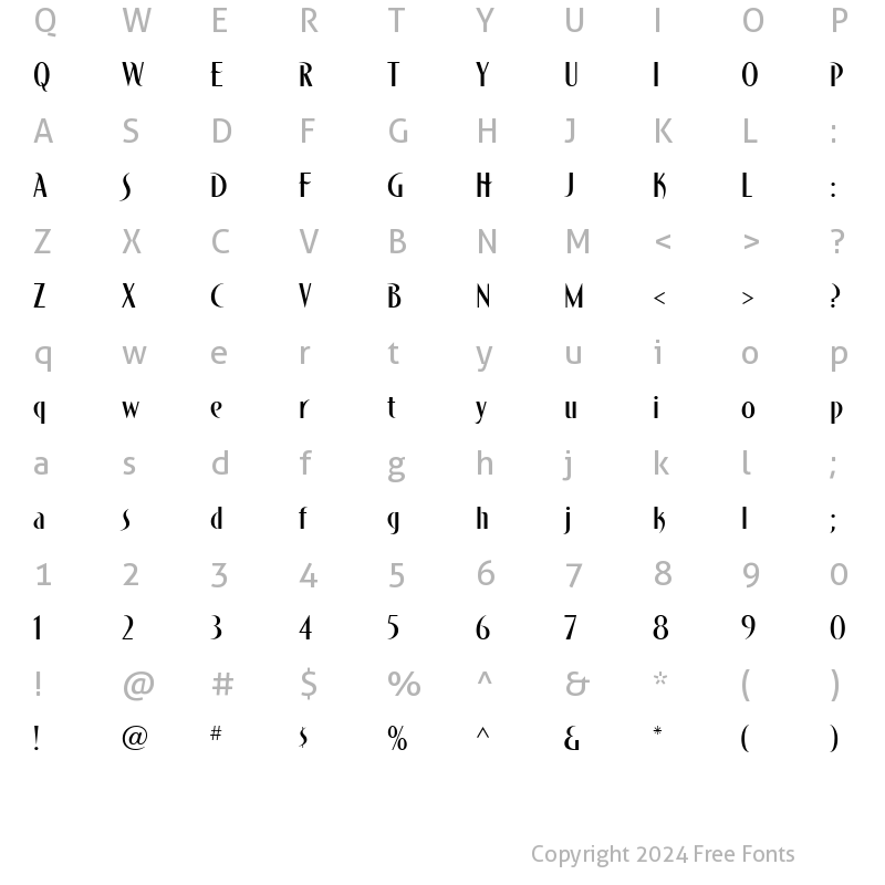 Character Map of Bandolero Regular