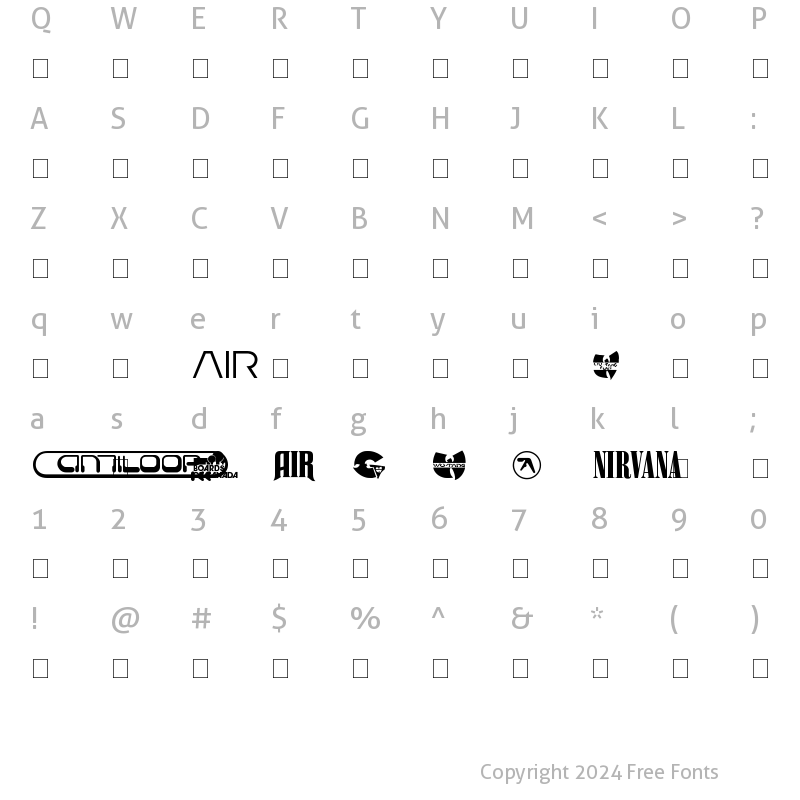 Character Map of Bands & Artists Regular