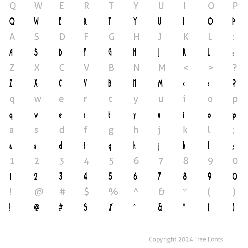 Character Map of BandstandCondensed Regular