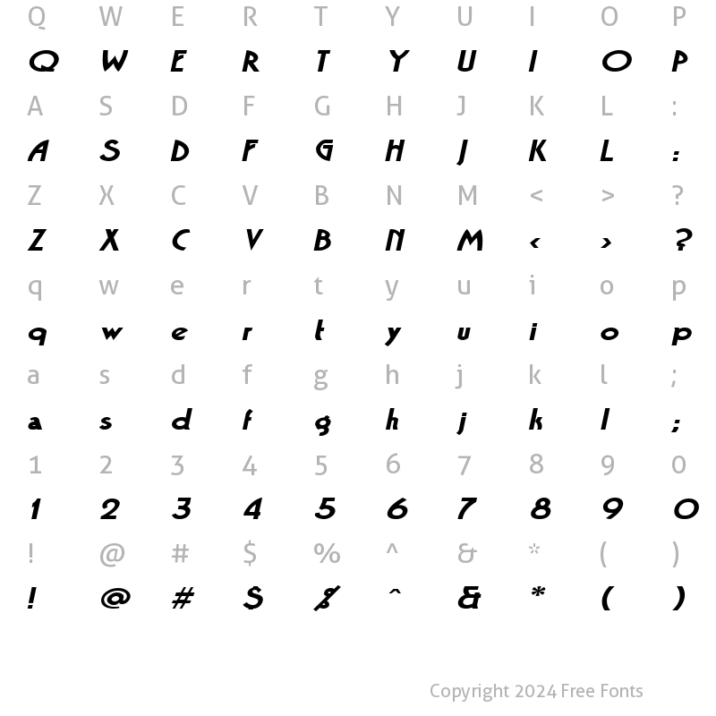 Character Map of BandstandExtended Oblique