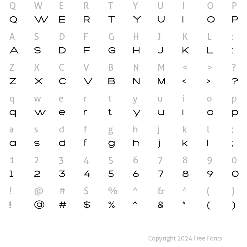 Character Map of Bandung Regular