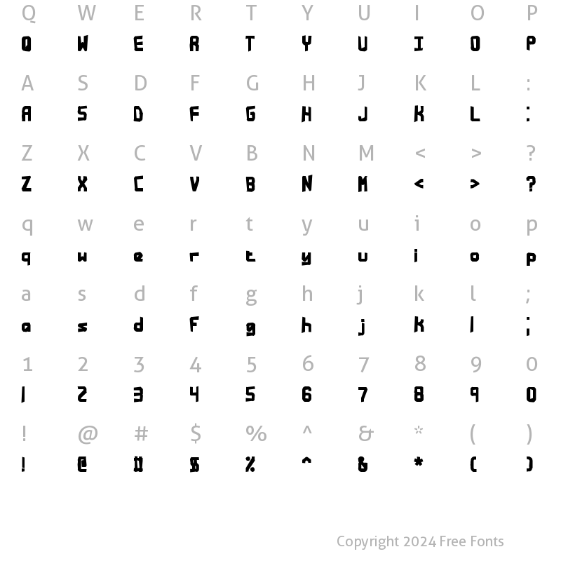 Character Map of Bandwidth Bandmess BRK Regular