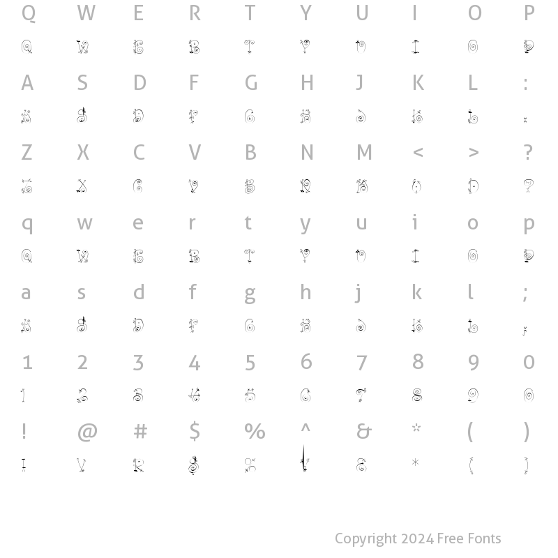 Character Map of Bang LET Plain