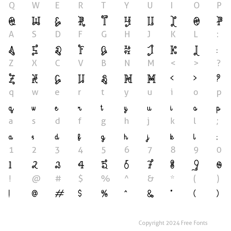 Character Map of Bangilan Regular