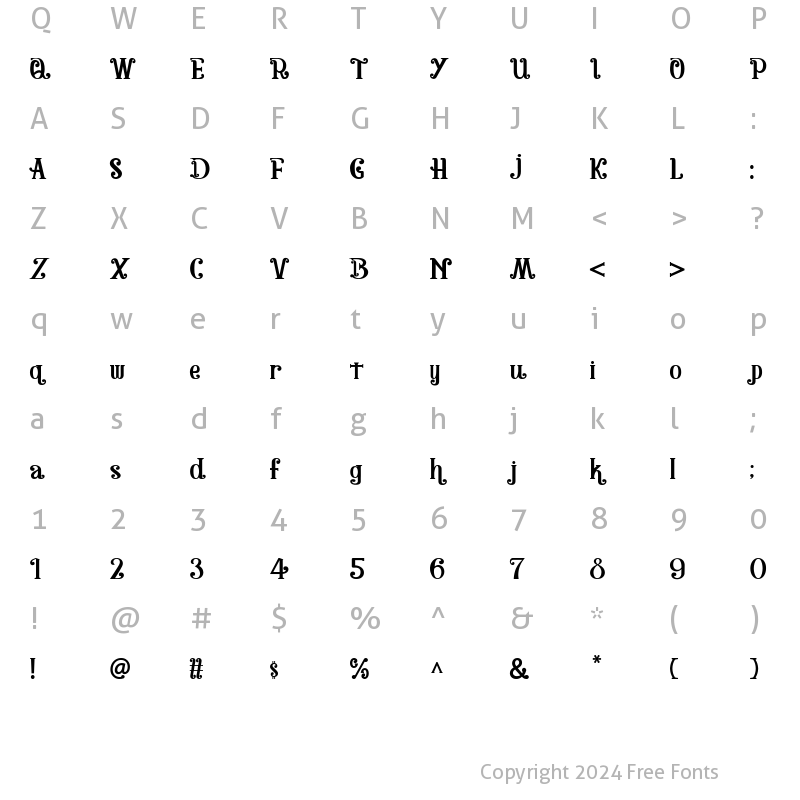 Character Map of Bangli Font Regular