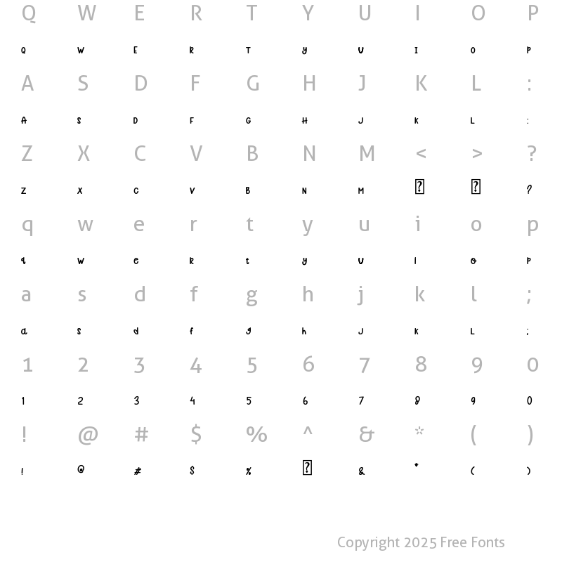 Character Map of Banitta Monoline Bold Regular