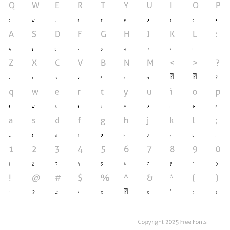 Character Map of Banitta Monoline Regular