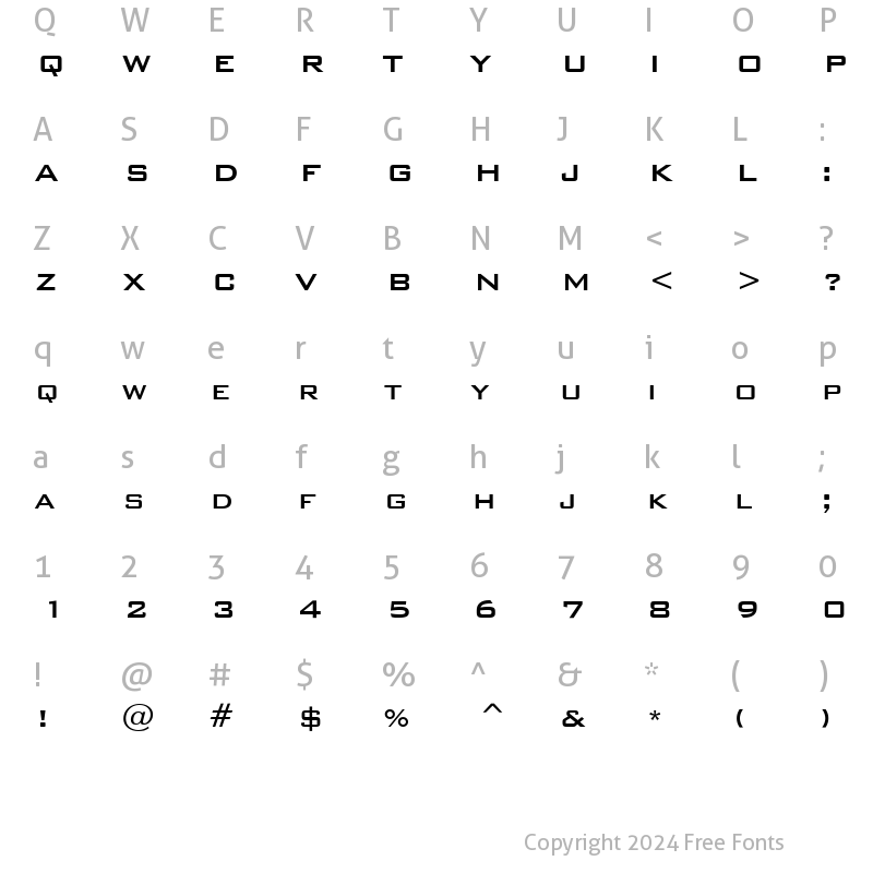 Character Map of BankGothic RUSS Medium