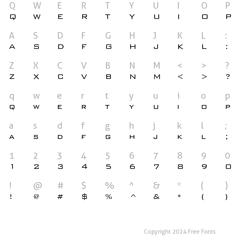 Character Map of BankGothicCLtBT Light Regular