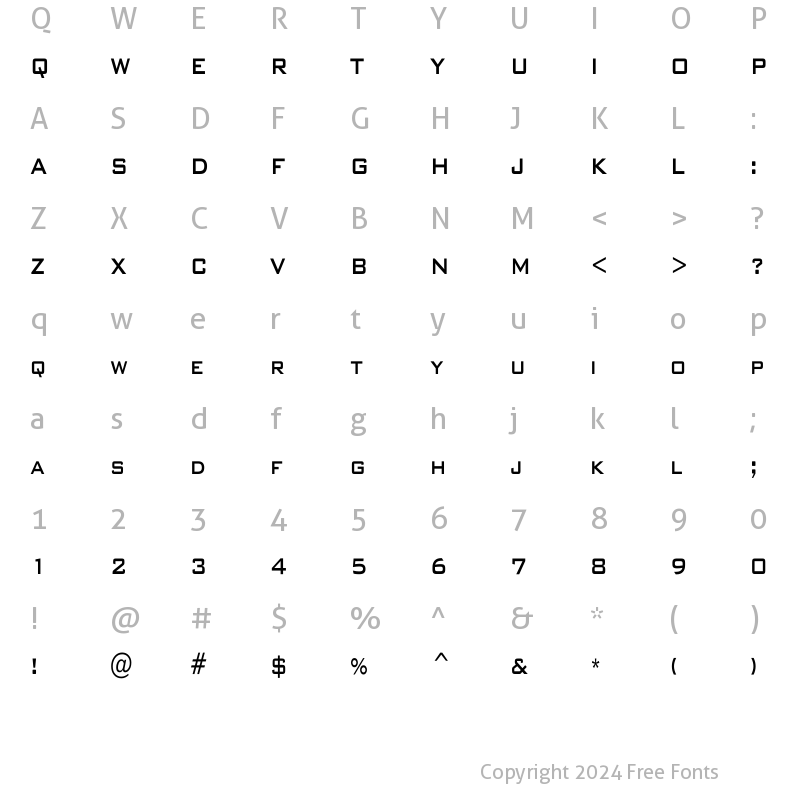 Character Map of BankGothicCondensed Bold