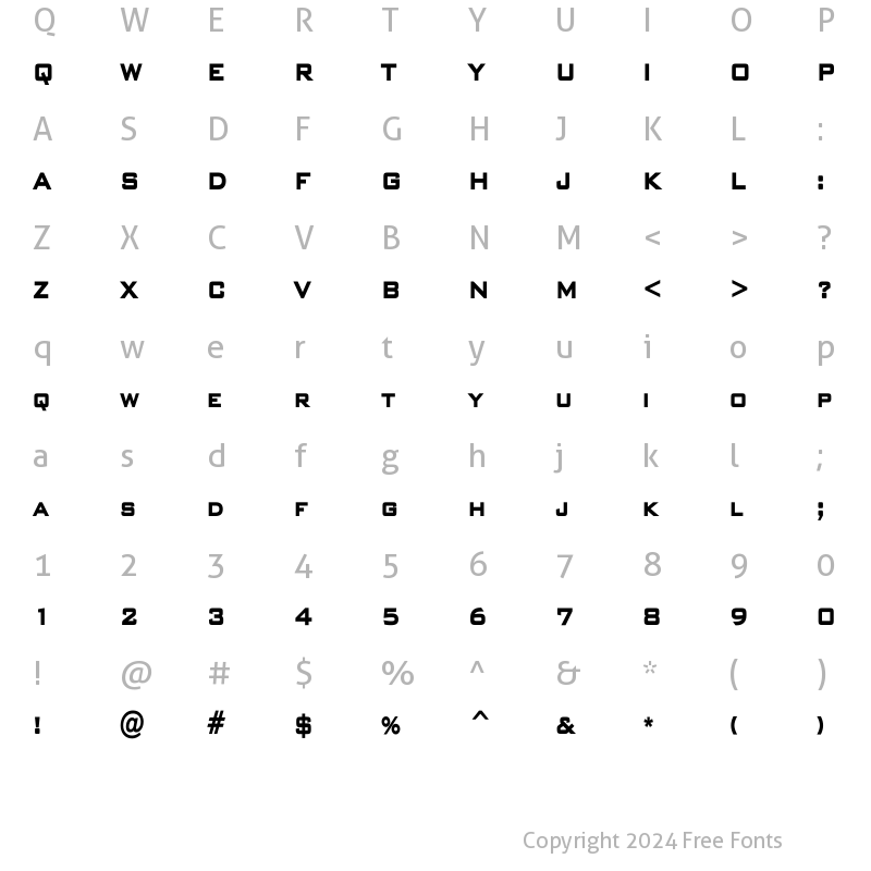 Character Map of BankGothicCondensedLH Heavy