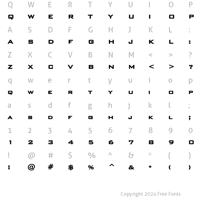 Character Map of BankGothicLH Heavy