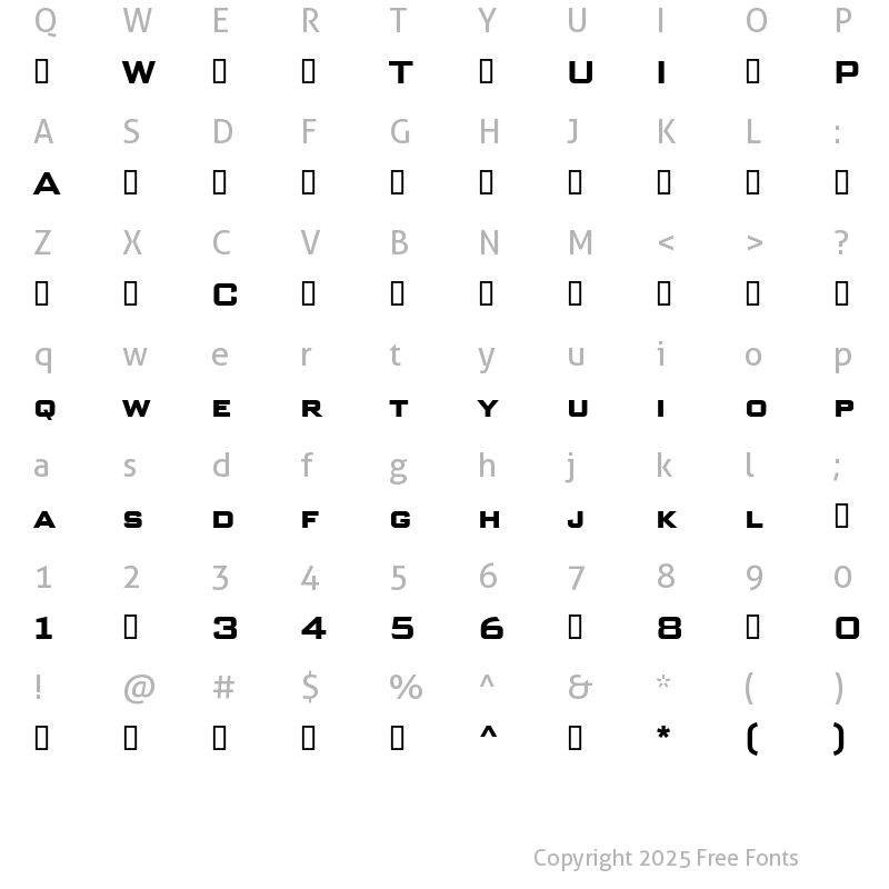 Character Map of BankSansCapsEFEL-Bol ?