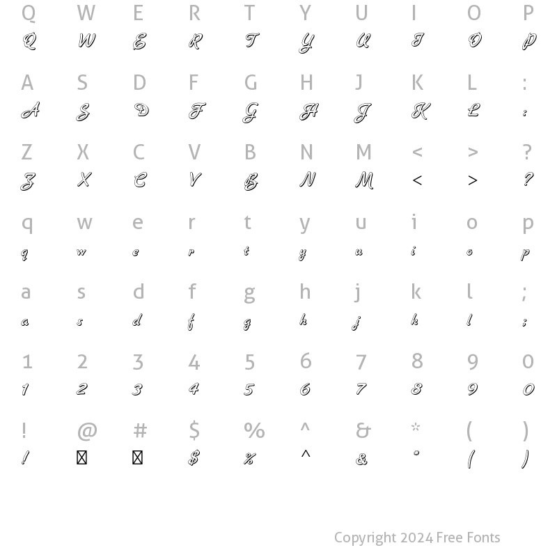 Character Map of Banner Std Regular