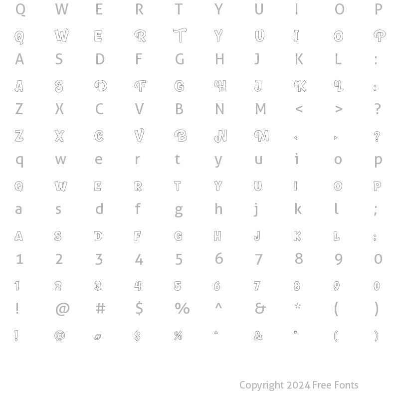 Character Map of Banthink Outline