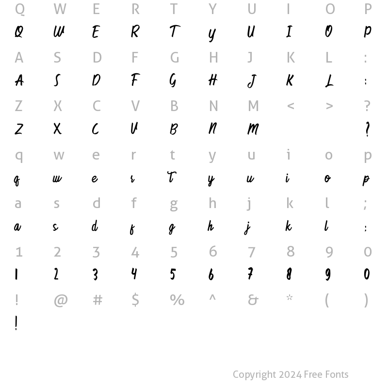 Character Map of Banttuyin Regular