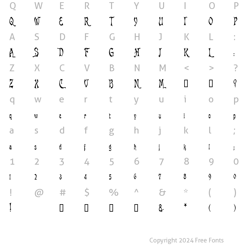 Character Map of BaphometCondensed Regular