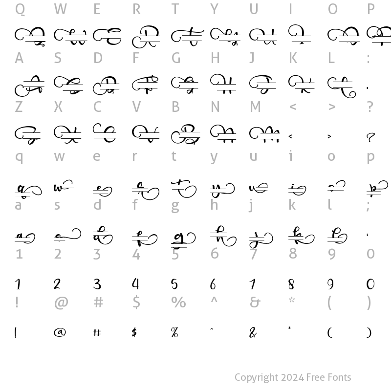 Character Map of Barachiel Monogram Regular