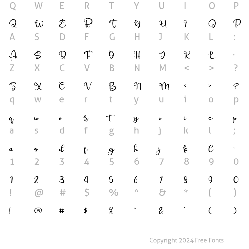 Character Map of Barachiel Regular