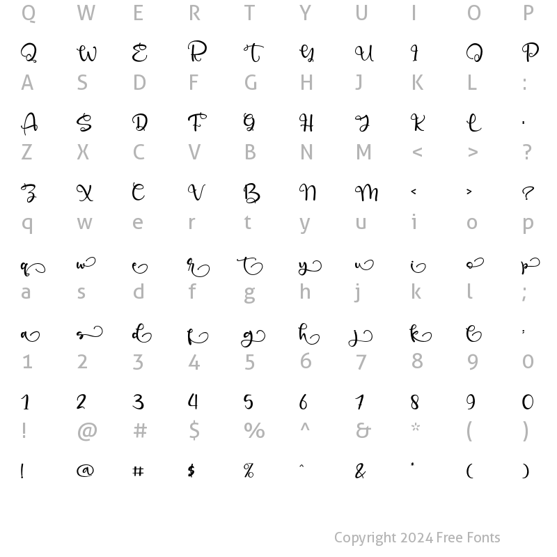 Character Map of Barachiel Swash Regular