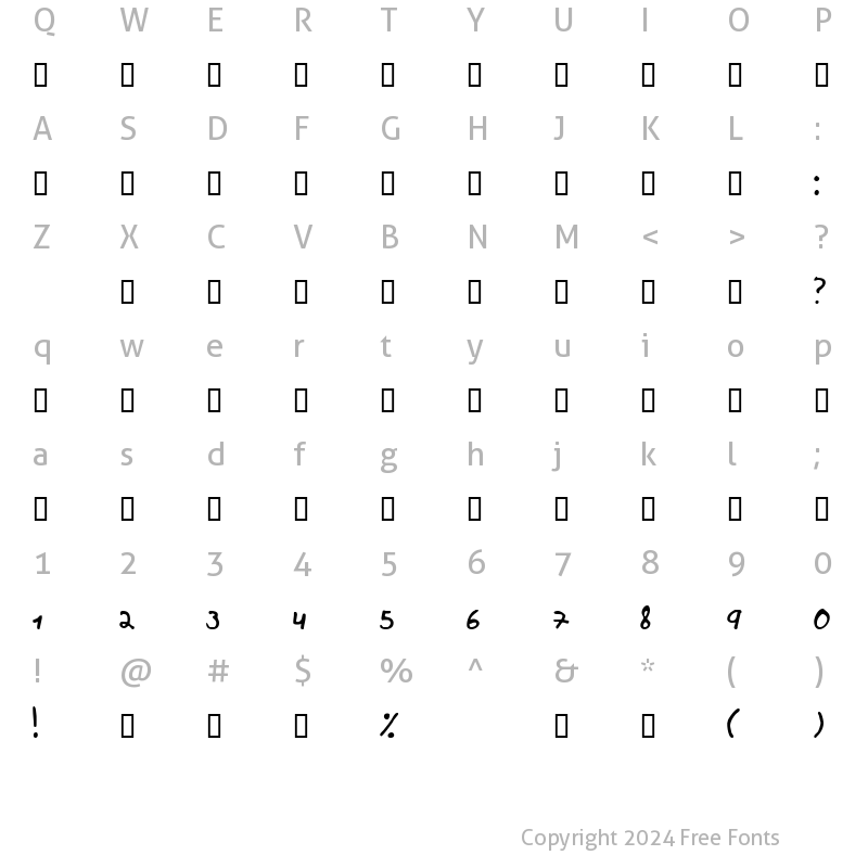 Character Map of barak Regular