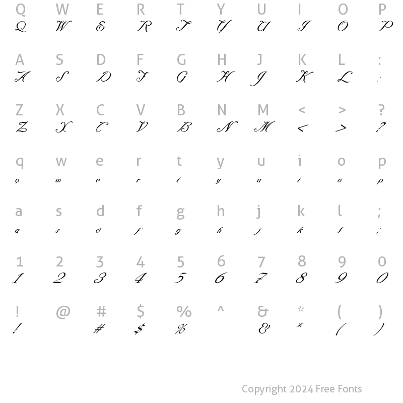 Character Map of Baraquiel Regular